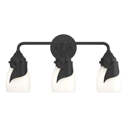 Lapas 3-Light Bath Sconce - Black - Opal Glass by Hubbardton Forge