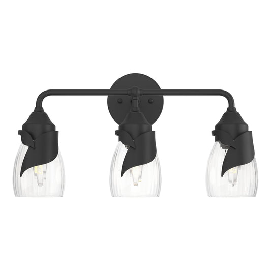 Lapas 3-Light Bath Sconce - Black - Water Glass by Hubbardton Forge