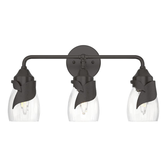 Lapas 3-Light Bath Sconce - Oil Rubbed Bronze - Water Glass by Hubbardton Forge
