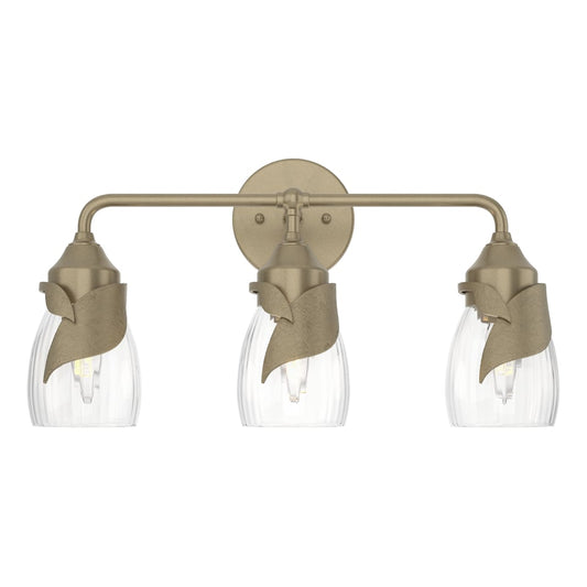Lapas 3-Light Bath Sconce - Soft Gold - Water Glass by Hubbardton Forge