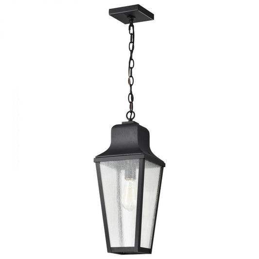 Lawrence - 1 Light Hanging Lantern - Matte Black with Clear Seeded Glass - Satco 60-8135