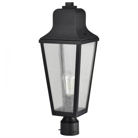 Lawrence - 1 Light Post Top - Matte Black with Clear Seeded Glass - Satco 60-8134