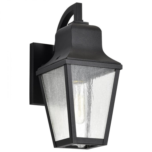 Lawrence - 1 Light Small Wall Lantern - Matte Black with Clear Seeded Glass - Satco 60-8131