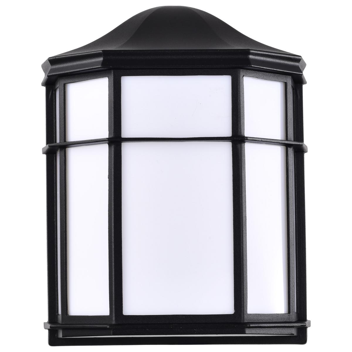 LED Cage Lantern Fixture - Black Finish with White Linen Acrylic - Satco 62-1397