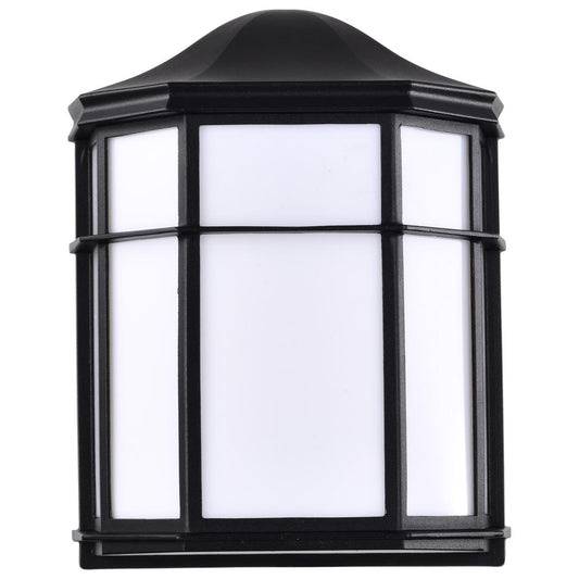 LED Cage Lantern Fixture - Black Finish with White Linen Acrylic - Satco 62-1397