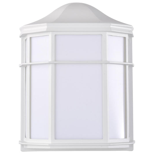 LED Cage Lantern Fixture - White Finish with White Linen Acrylic - Satco 62-1396
