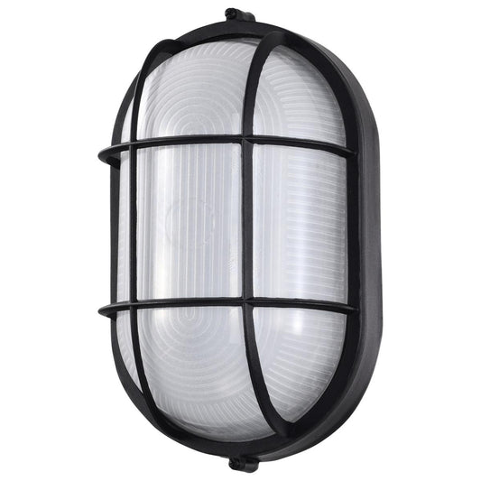 LED Oval Bulk Head Fixture - Black Finish with White Glass - Satco 62-1391