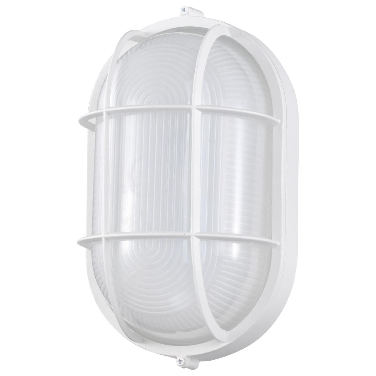 LED Oval Bulk Head Fixture - White Finish with White Glass - Satco 62-1390