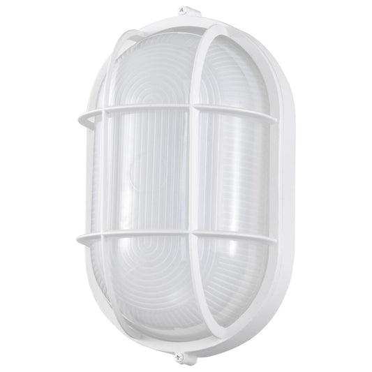 LED Oval Bulk Head Fixture - White Finish with White Glass - Satco 62-1390
