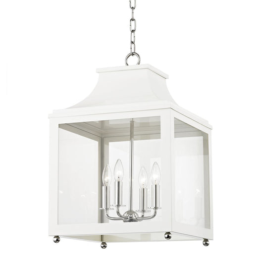 Leigh Large Lantern - Polished Nickel/White by Mitzi
