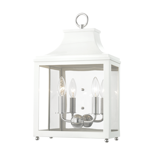 Leigh Wall Sconce - 2-Light - Polished Nickel/White - Mitzi H259102-PN/WH