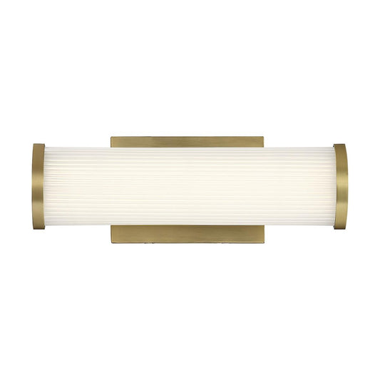 Lena - 12" LED Vanity - with Striped Acrylic Lens - Brushed Brass Finish - Satco 62-1591