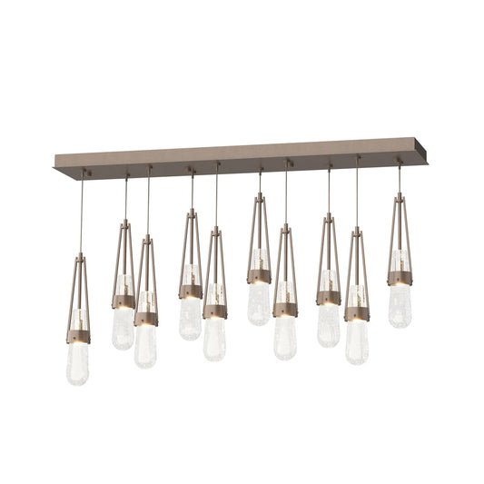 Link 10-Light Blown Glass Pendant - Bronze - Clear Bubble Glass by Hubbardton Forge