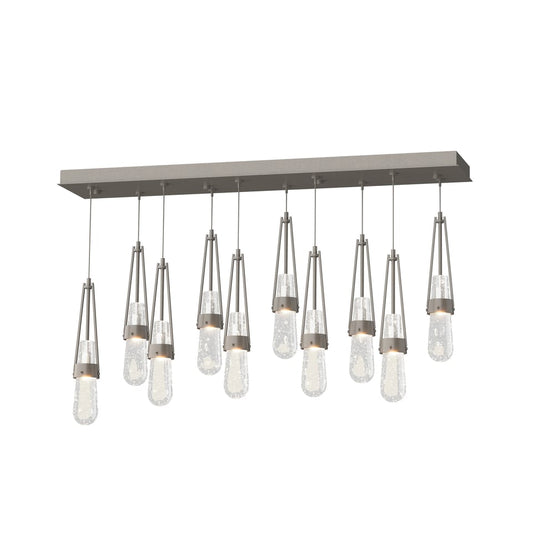 Link 10-Light Blown Glass Pendant - Dark Smoke - Clear Bubble Glass by Hubbardton Forge