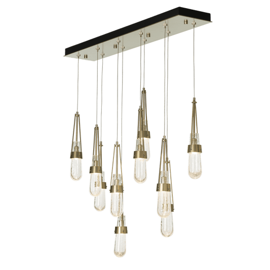 Link 10-Light Blown Glass Pendant - Modern Brass - Clear Bubble Glass by Hubbardton Forge