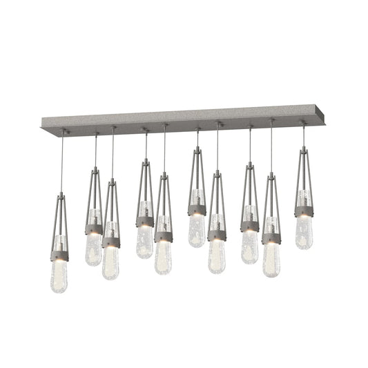Link 10-Light Blown Glass Pendant - Natural Iron - Clear Bubble Glass by Hubbardton Forge