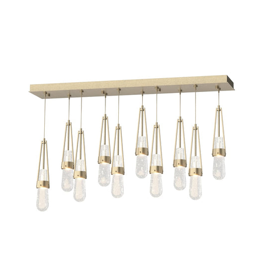 Link 10-Light Blown Glass Pendant - Soft Gold - Clear Bubble Glass by Hubbardton Forge