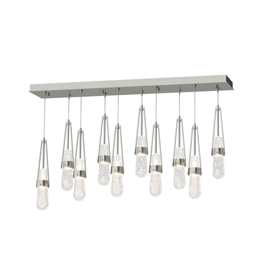Link 10-Light Blown Glass Pendant - Sterling - Clear Bubble Glass by Hubbardton Forge