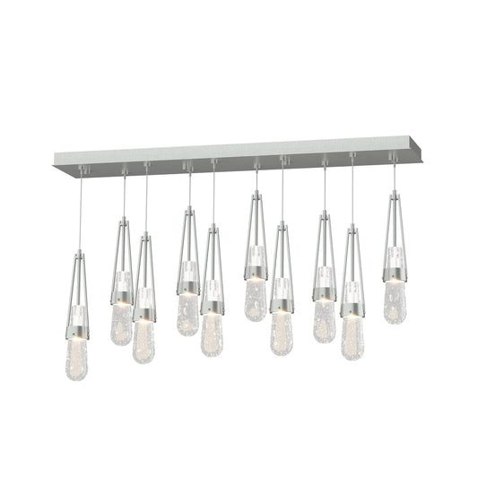 Link 10-Light Blown Glass Pendant - Vintage Platinum - Clear Bubble Glass by Hubbardton Forge