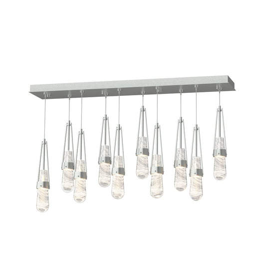 Link 10-Light Blown Glass Pendant - Vintage Platinum - Clear with White Threading Glass by Hubbardton Forge
