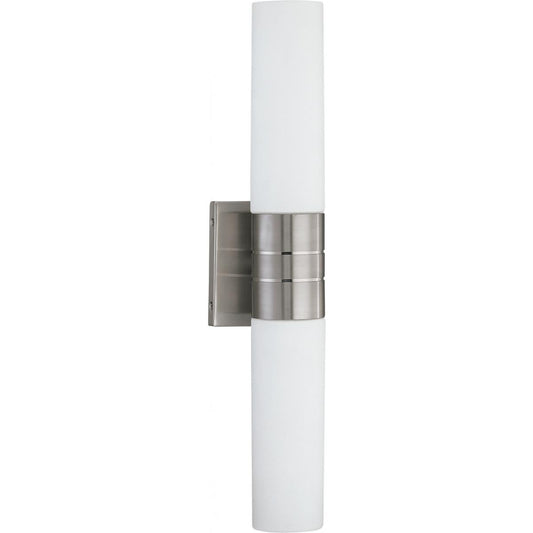 Link - 2 Light - LED Wall Sconce with White Glass- Brushed Nickel Finish - Satco 62-2936