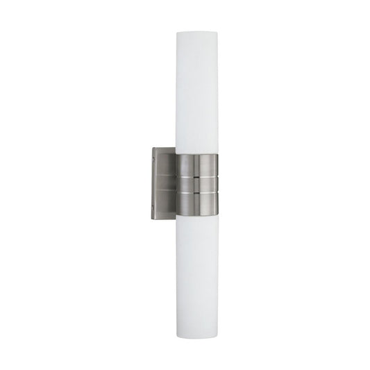 Link - 2 Light Wall Sconce with White Glass - Brushed Nickel Finish - Satco 60-2936