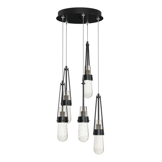 Link 5-Light Blown Glass Pendant - Ink - Clear Bubble Glass by Hubbardton Forge