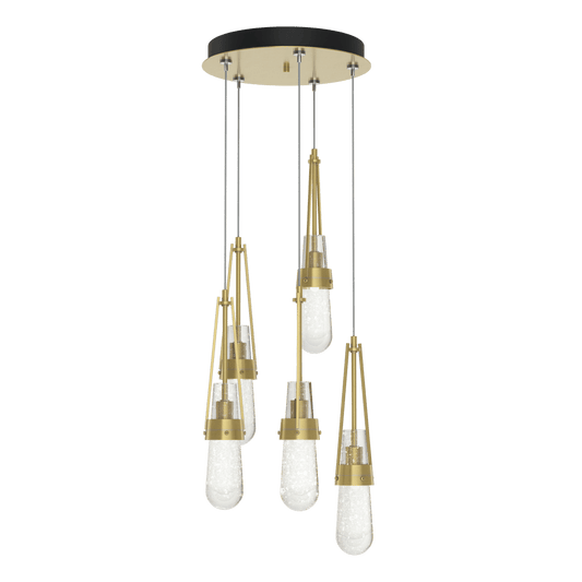 Link 5-Light Blown Glass Pendant - Modern Brass - Clear Bubble Glass by Hubbardton Forge