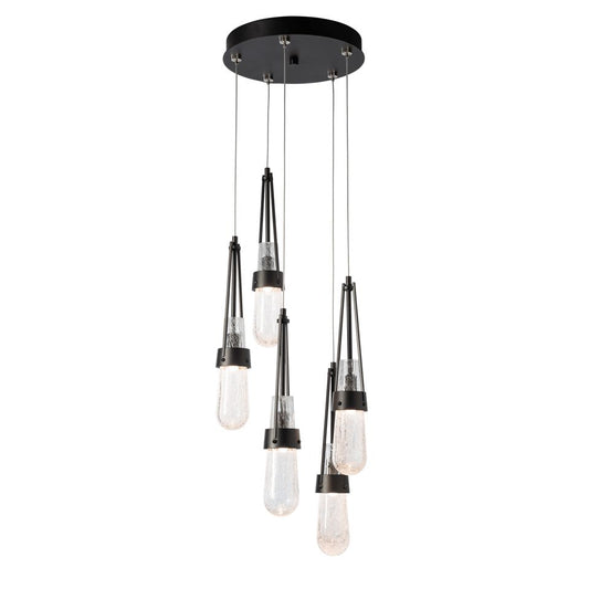 Link 5-Light Blown Glass Pendant - Oil Rubbed Bronze - Clear Bubble Glass by Hubbardton Forge