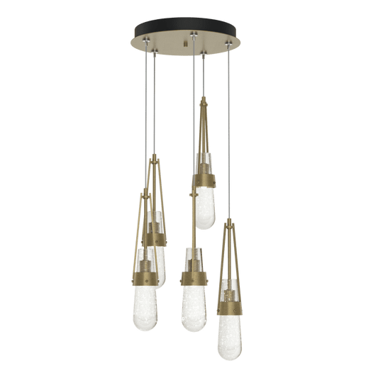 Link 5-Light Blown Glass Pendant - Soft Gold - Clear Bubble Glass by Hubbardton Forge