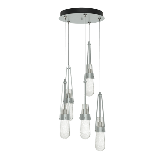Link 5-Light Blown Glass Pendant - Vintage Platinum - Clear Bubble Glass by Hubbardton Forge