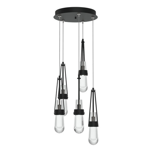 Link 5-Light Clear Glass Pendant - Black by Hubbardton Forge