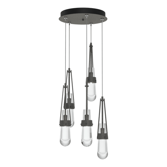 Link 5-Light Clear Glass Pendant - Natural Iron by Hubbardton Forge