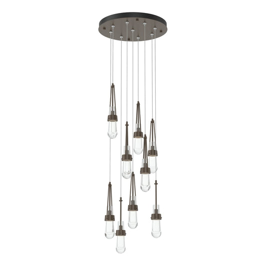 Link 9-Light Clear Glass Pendant - Bronze by Hubbardton Forge