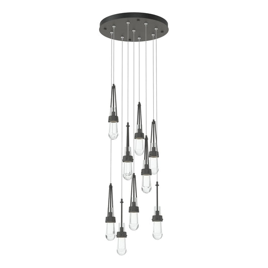 Link 9-Light Clear Glass Pendant - Natural Iron by Hubbardton Forge