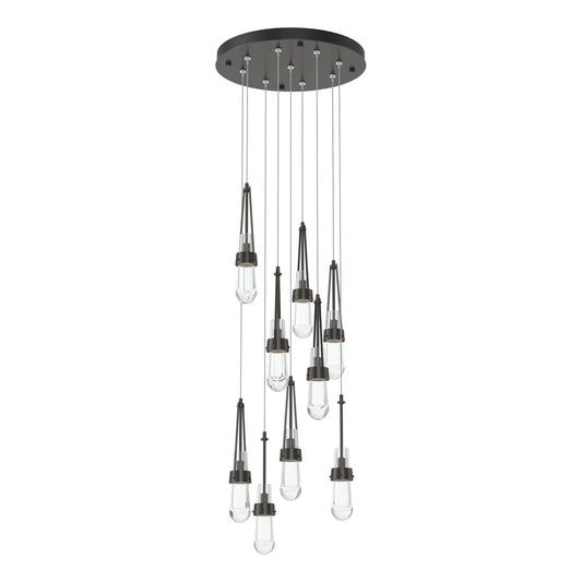 Link 9-Light Clear Glass Pendant - Oil Rubbed Bronze by Hubbardton Forge