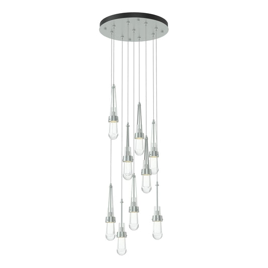 Link 9-Light Clear Glass Pendant - Vintage Platinum by Hubbardton Forge