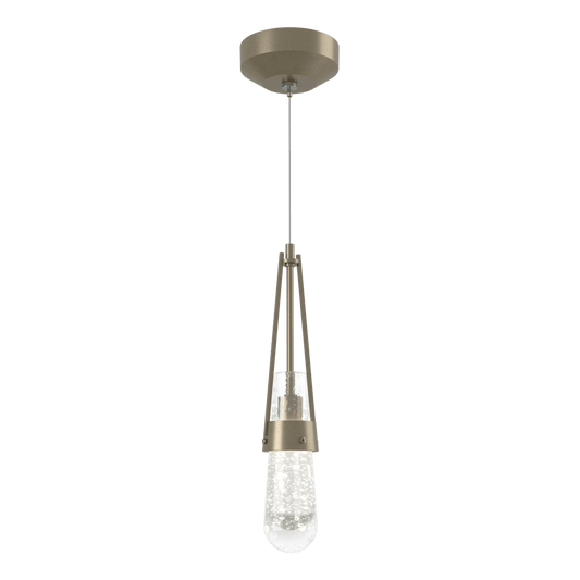 Link Blown Glass Low Voltage Mini Pendant - Soft Gold - Clear Bubble Glass by Hubbardton Forge
