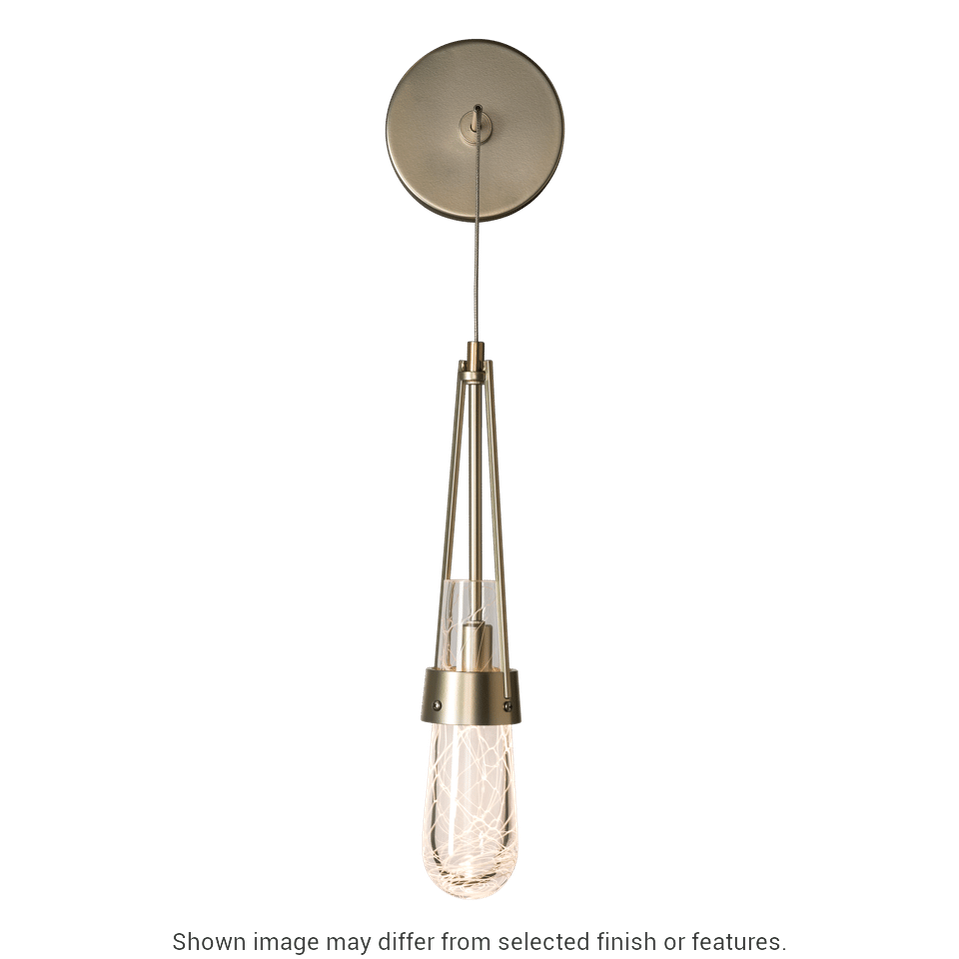 Link Blown Glass Low Voltage Sconce - White - Clear with White Threading Glass by Hubbardton Forge