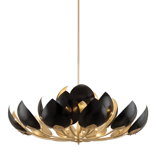 Lotus Chandelier - 21-Light - Gold Leaf/Black by Hudson Valley Lighting