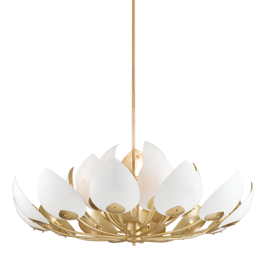 Lotus Chandelier - 21-Light - Gold Leaf/White by Hudson Valley Lighting