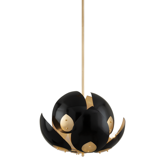 Lotus Chandelier - 8-Light - Gold Leaf/Black by Hudson Valley Lighting