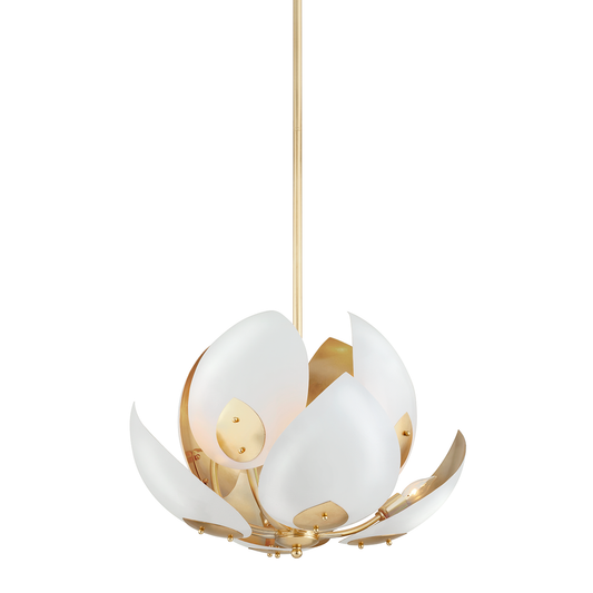 Lotus Chandelier - 8-Light - Gold Leaf/White by Hudson Valley Lighting