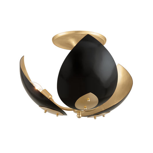 Lotus Semi Flush - Gold Leaf/Black by Hudson Valley Lighting