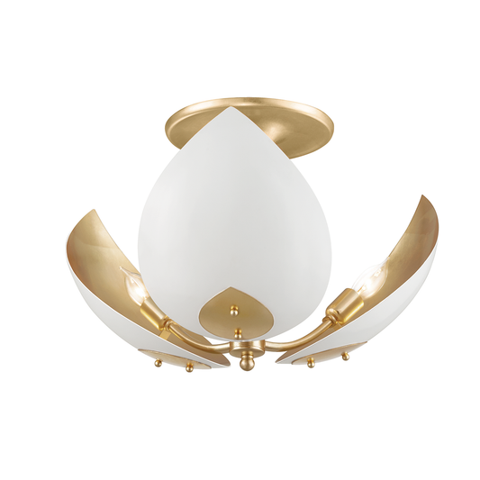 Lotus Semi Flush - Gold Leaf/White by Hudson Valley Lighting