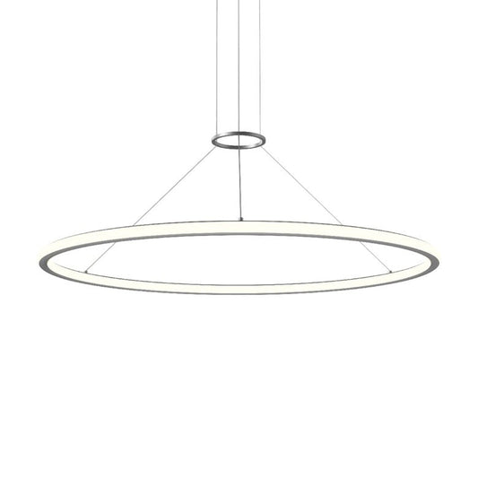 Luna 48" LED Round Pendant - Bright Satin Aluminum - 3500K by SONNEMAN