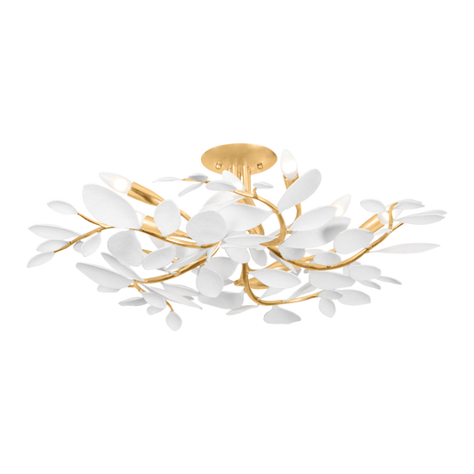 Marabec Semi Flush - 10-Light - Vintage Gold Leaf/ White Plaster by Hudson Valley Lighting