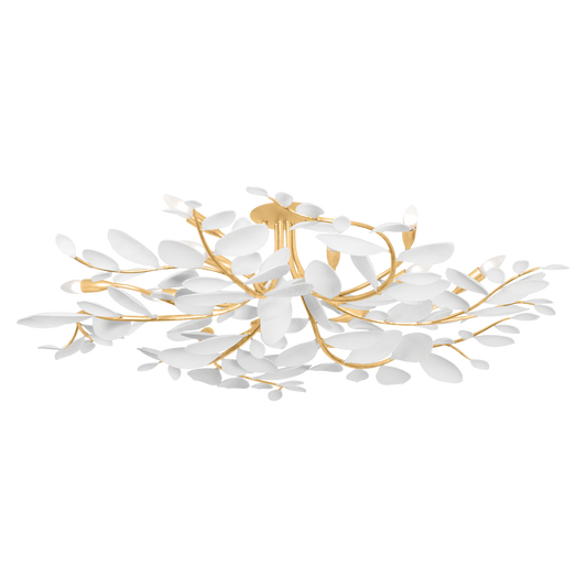 Marabec Semi Flush - 12-Light - Vintage Gold Leaf/ White Plaster by Hudson Valley Lighting