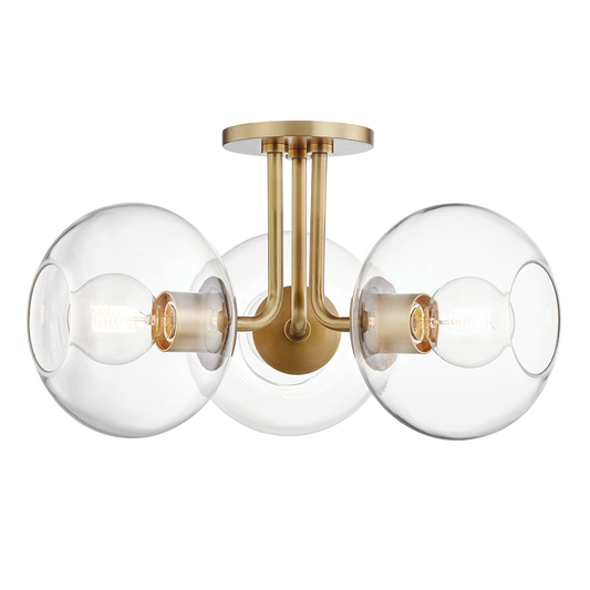 Margot Semi Flush - 3-Light - Aged Brass - Mitzi H270603-AGB