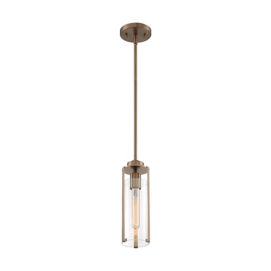 Marina - 1 Light Mini Pendant with Clear Glass - Burnished Brass Finish - Satco 60-7150